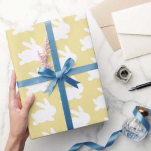 Pastellgelbes weißes Osterhasen-Muster-Geschenk Geschenkpapier