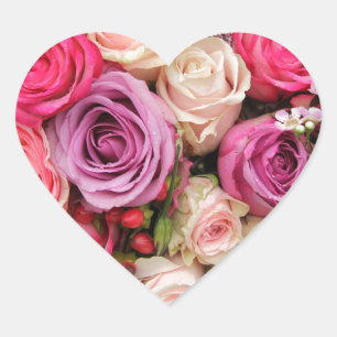 Pastellgemische Rose nach Therosegarden Herz-Aufkleber