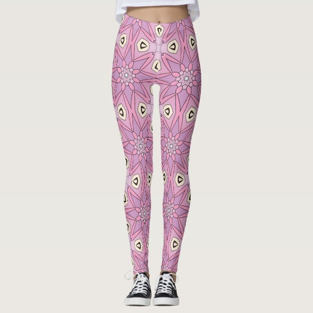 pastellgeometrische Blume Leggings (Vorderseite)