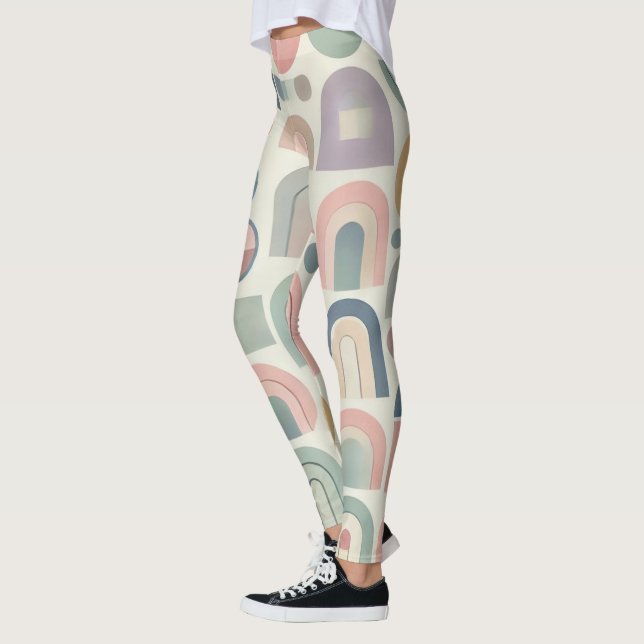 Pastellgeometrische moderne Frauen Leggings (Links)