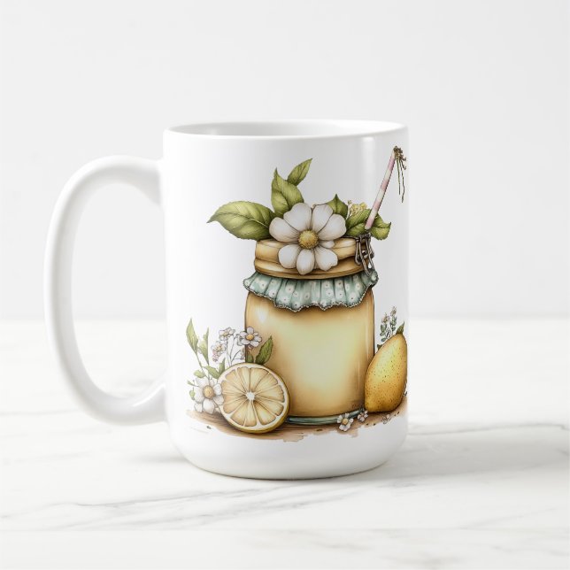 PASTELLGLAS MIT ZITRONENLIMONADE UND BLUMEN KAFFEETASSE (Links)
