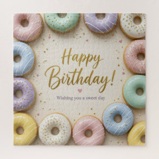 Pastellglasierte Donuts mit goldenen Streuseln Süß Puzzle