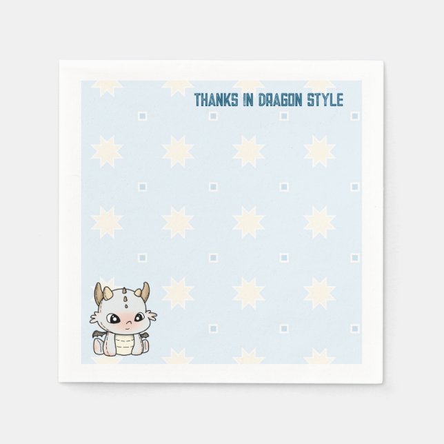 Pastellgraublauer Babydrache Serviette (Vorderseite)