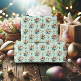 Pastellgrün Aquarellfarben Blumenkreuz Osterfeier Geschenkpapier