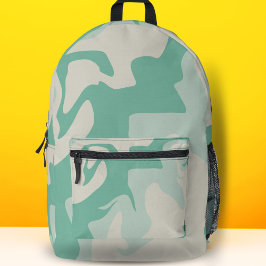 Pastellgrün, Beige Swirl Muster Bedruckter Rucksack