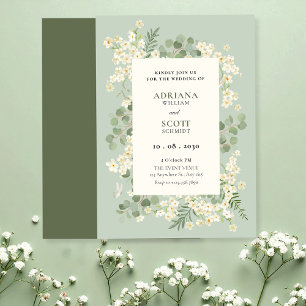 Pastellgrün Blütenhochzeit Einladung