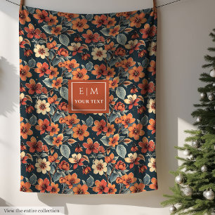 Pastellgrün, elegant mit Herbstfarben und Blume Fleecedecke