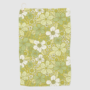 Pastellgrün-gelbe Blume Golfhandtuch