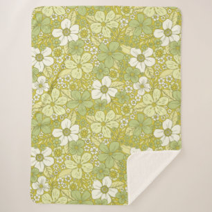 Pastellgrün-gelbe Blume Sherpadecke