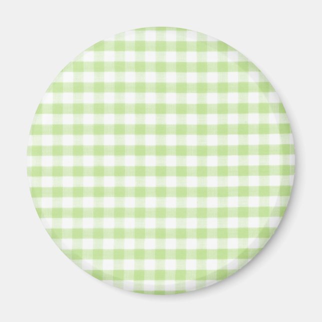Pastellgrün Gingham-Muster Magnet (Vorne)