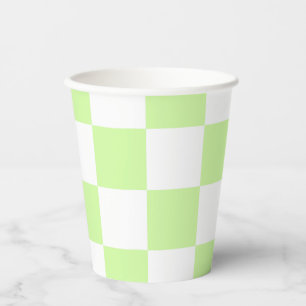 Pastellgrün kariert Gingham-Muster Pappbecher