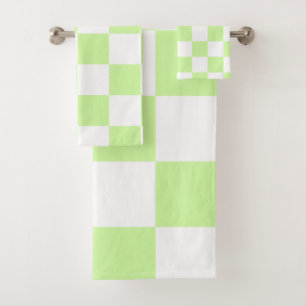 Pastellgrün kariertes Gingham-Muster Badhandtuch Set