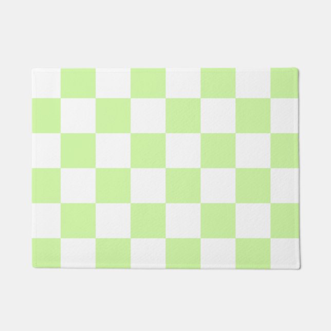 Pastellgrün kariertes Gingham-Muster Fußmatte (Vorderseite)