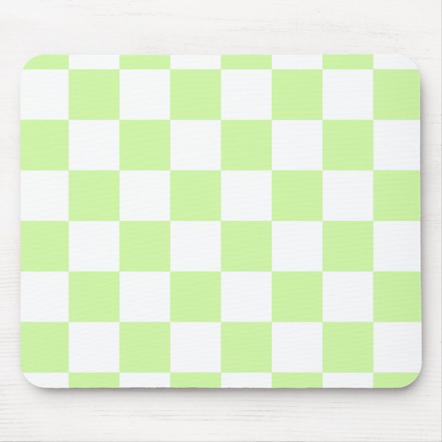 Pastellgrün kariertes Gingham-Muster Mousepad (Vorne)