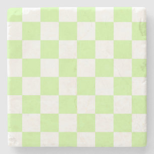 Pastellgrün kariertes Gingham-Muster Steinuntersetzer