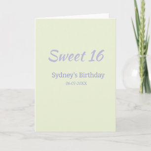 Pastellgrün lila süße 16. Geburtstagsname fett Karte