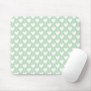 PASTELLGRÜN MIT WEISSEN VALENTINSHERZEN MOUSEPAD