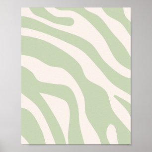 Pastellgrün Retro Linienmuster Poster
