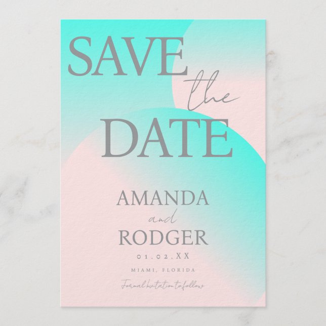 Pastellgrün Rosa Geometrisch Save-the-Date  Einladung (Vorderseite)