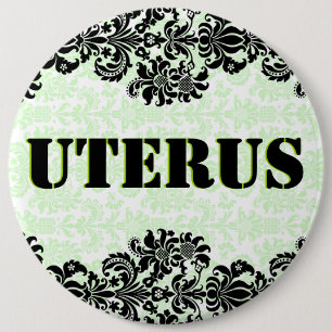 Pastellgrün & schwarze Damas GOP Uterus-Obsession Button