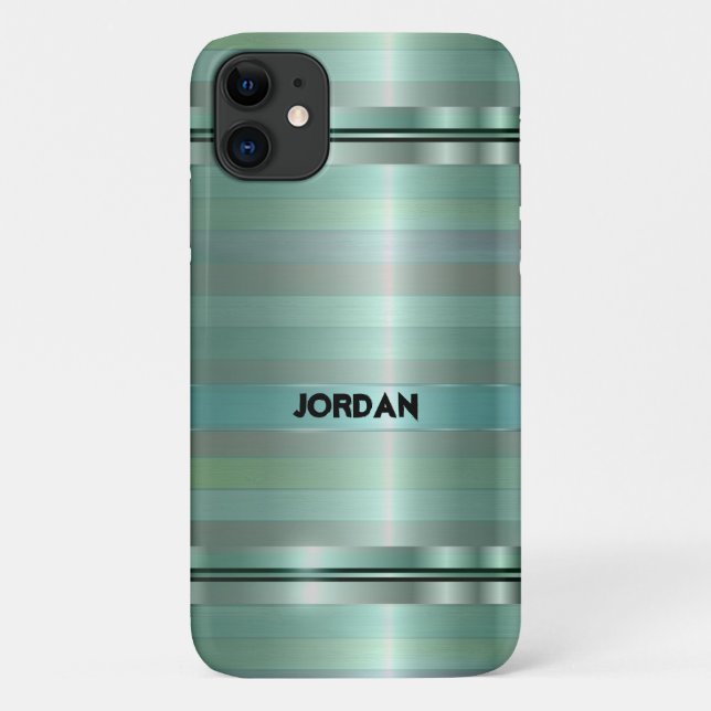 Pastellgrün Streifen Muster Case-Mate iPhone Hülle (Rückseite)