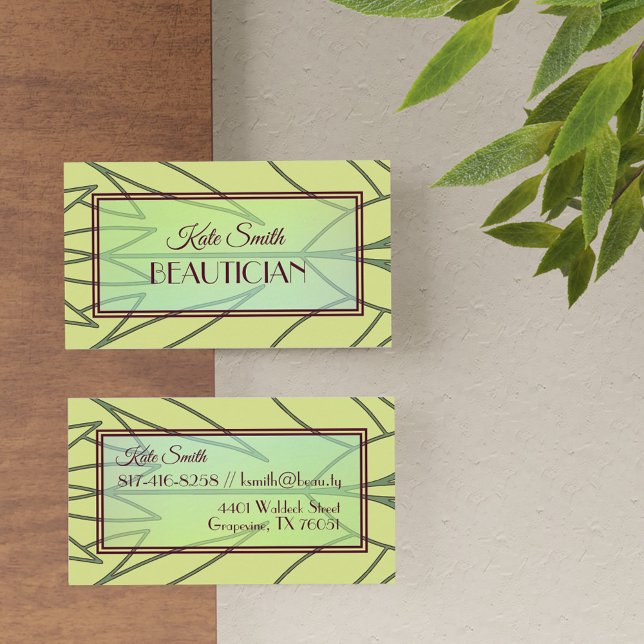 Pastellgrün tropische Blätter Natur Deko Muster Visitenkarte (Von Creator hochgeladen)