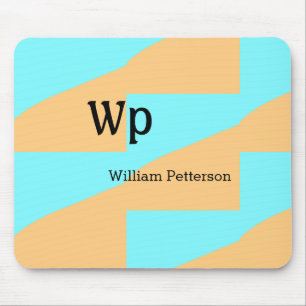 Pastellgrünblaue Hinzufügen Name Monogramm Buchsta Mousepad