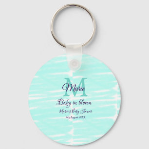 Pastellgrüne Baby-Blüten-Monogramm-Baby-Shower-Te Schlüsselanhänger