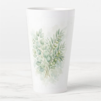 Pastellgrüne botanische Wasserfarbenblätter Milchtasse