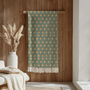 Pastellgrüne Decke Groovy 70er Jahre Blumenakzent