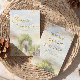 Pastellgrüne Florale Wasserfarben Hochzeit im Frei Einladung