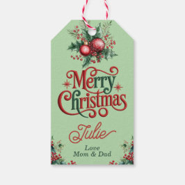 Pastellgrüne Frohe Weihnachten Geschenkanhänger