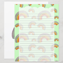 Pastellgrüne Kawaii-Regenbogen-Schreibwarenpapier