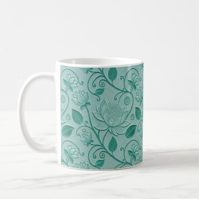 Pastellgrüne Lotus-Prägung Kaffeetasse (Links)