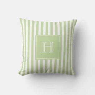 Pastellgrüne Monogramm-Streifen-Vornehme und Schic Kissen