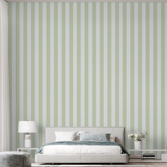 Pastellgrüne Streifen Tapete (Schlafzimmer)
