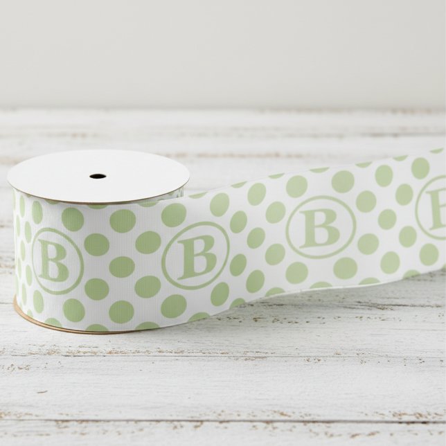 Pastellgrüne Tupfen-Kinder Ripsband (Simple Green and White Ribbon for Kids Birthday, Baby Shower, Easter. Simple Cute Polka Dot Pattern)