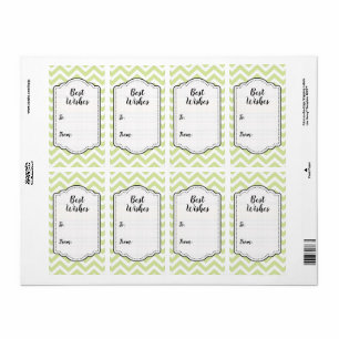 Pastellgrüne und weiße Chevron-Hochzeitsaufkleber-