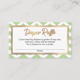 Pastellgrüne und weiße Chevron-Windel-Raffle-Karte Begleitkarte