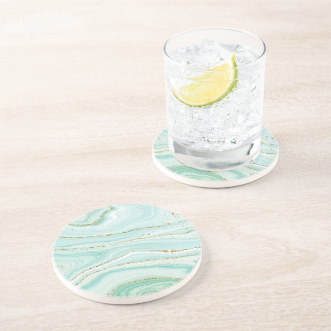 Pastellgrüner Marmorboden Getränkeuntersetzer (Seite)