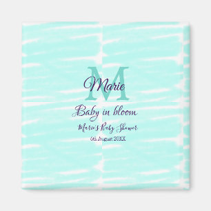 Pastellgrünes Baby in Blüte Monogramm Baby Shower  Magnet