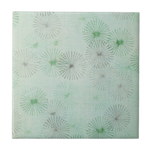Pastellgrünes Blumenprint Vintage-Japanisches Must Fliese