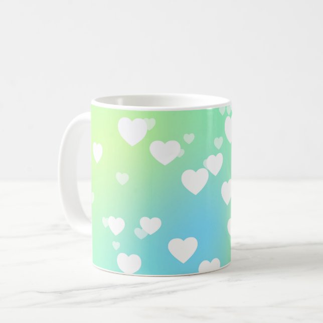 Pastellherzen trinken Kaffee und Tee Tasse. Kaffeetasse (Vorderseite Links)