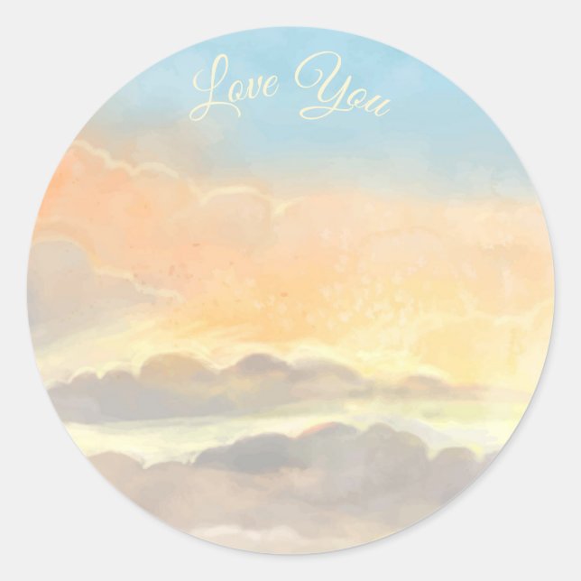 Pastellhimmel | LIEBE Runder Aufkleber (Vorderseite)