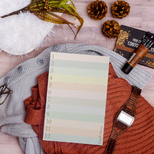 Pastellinien mit großen Goldzahlen Notizblock