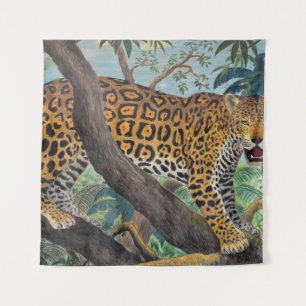 Pastelljaguar: zeichnend Dschungel. Wandteppich