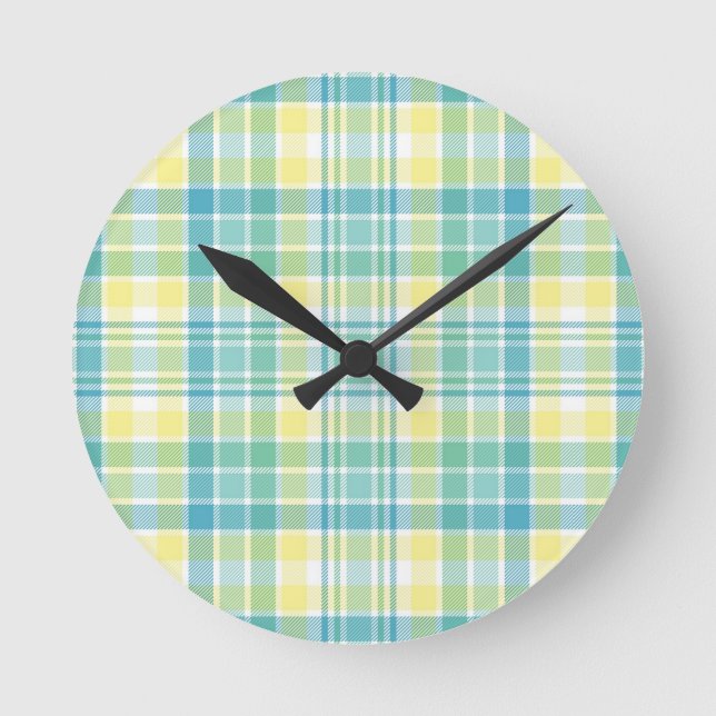 Pastellkariertes Runde Wanduhr (Vorderseite)