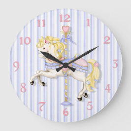 Pastellkarussell-Pony Große Wanduhr