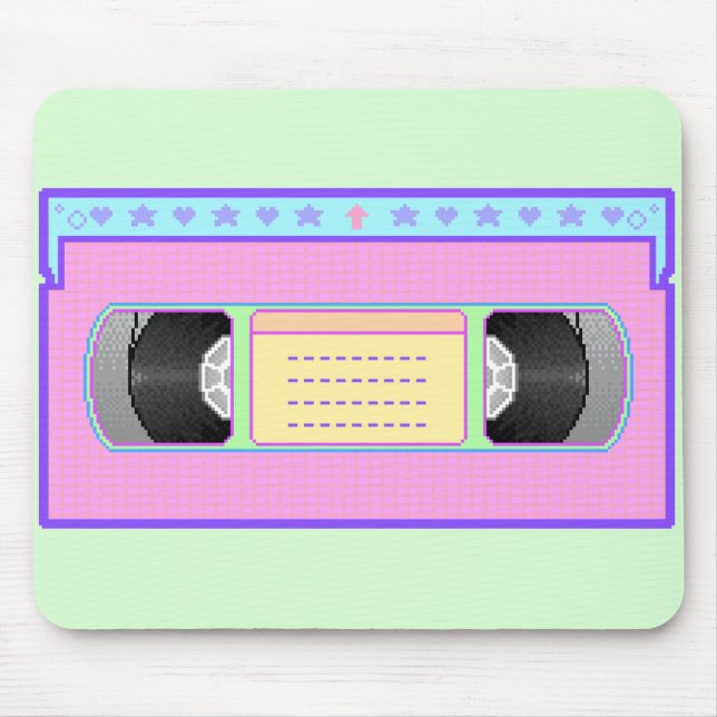 Pastellkawaii VHS vaporwave Pixelkunst Mousepad (Vorne)