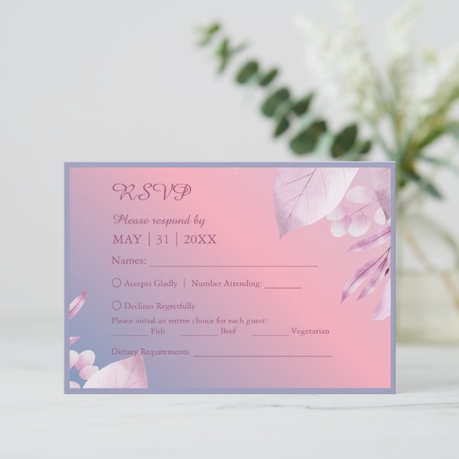 Pastellkirschblüte Sakura Hochzeit RSVP Karte (Stehend Vorderseite)